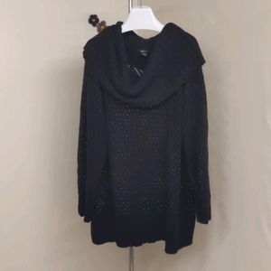 🍎 Black knit cowl neck plus size sweater tunic